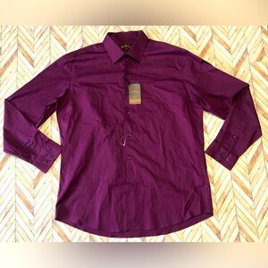 NWT Ben Sherman Stretch Mens Button Down Long Sleeve Shirt. 17 34-35 Purple